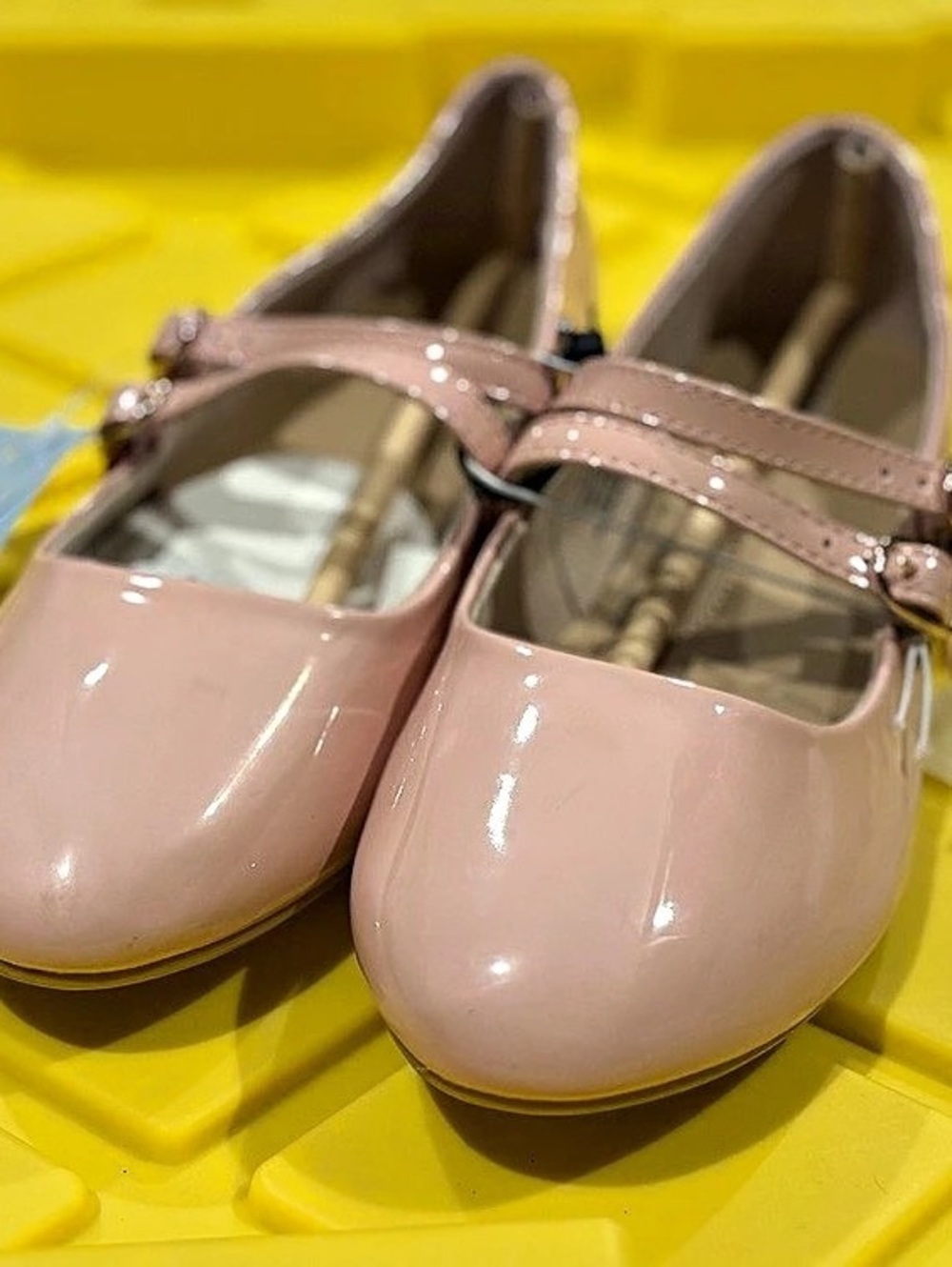 Cat & Jack Girls Pink Patent Double Strap Mary Jane Flats